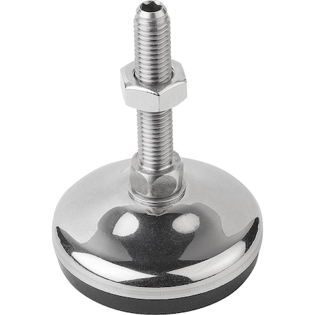 Levelling Foot With Hexagon Socket, Form:C M16X150, D=80, Stainless Steel, Comp:Rubber